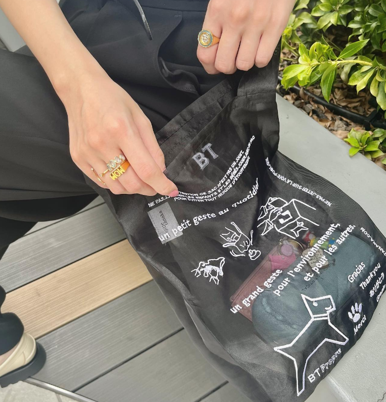 DOG BAG IN ORGANZA WITH EMBROIDERIES