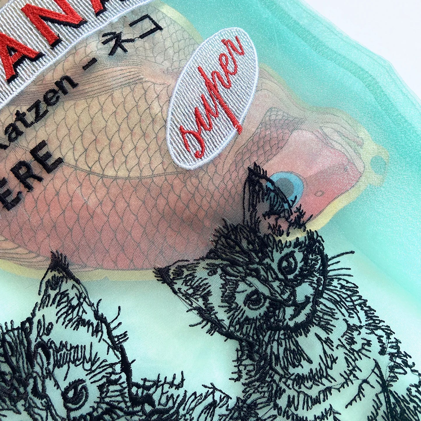 CATS BAG IN ORGANZA WITH EMBROIDERIES