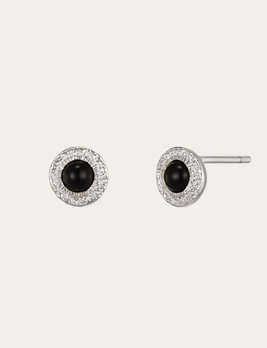 Tide Onyx Hammered Stud Earrings