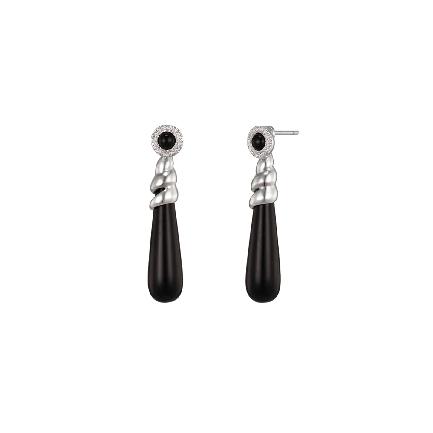Spiral Tide Onyx Convertible Earrings - Long