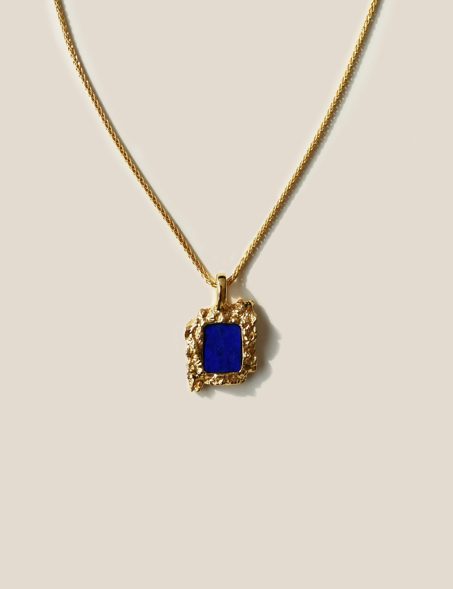 Square Rock Lapis Lazuli Chain Necklace