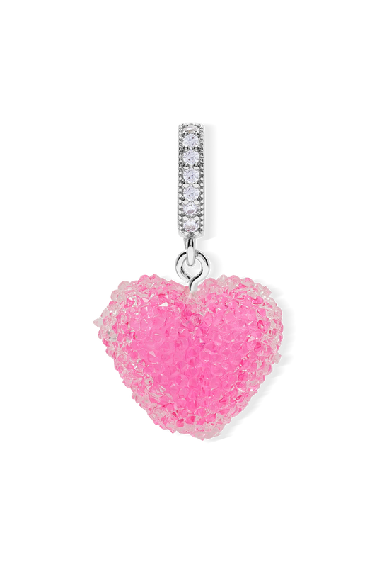 Jelly Heart Pendant – Pave Connector – Silver – Raspberry