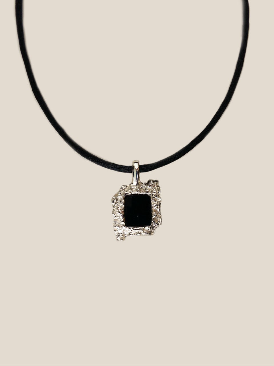 Square Rock Onyx Chain Necklace