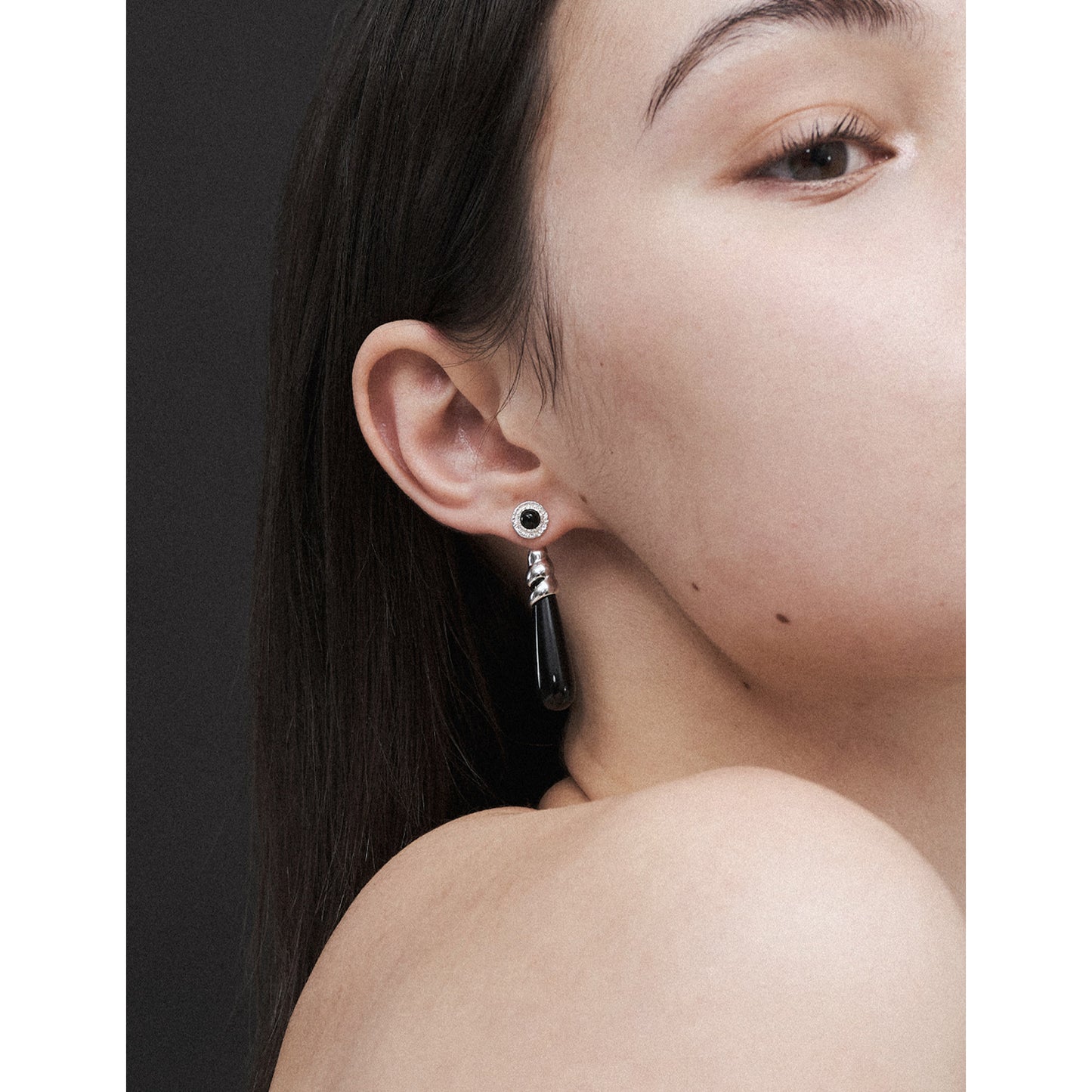 Spiral Tide Onyx Convertible Earrings - Long