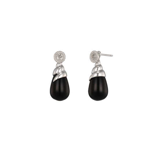 Spiral Tide Onyx Convertible Earrings - Short