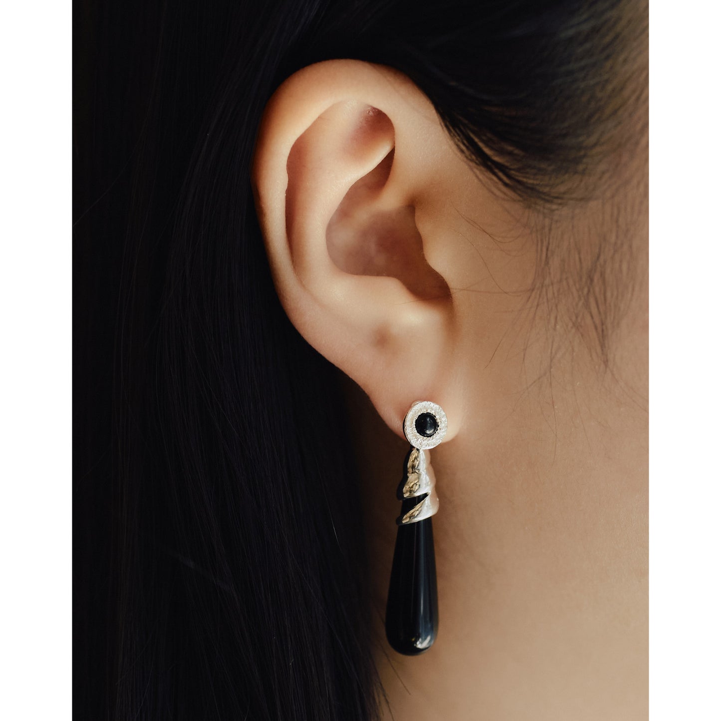 Spiral Tide Onyx Convertible Earrings - Long