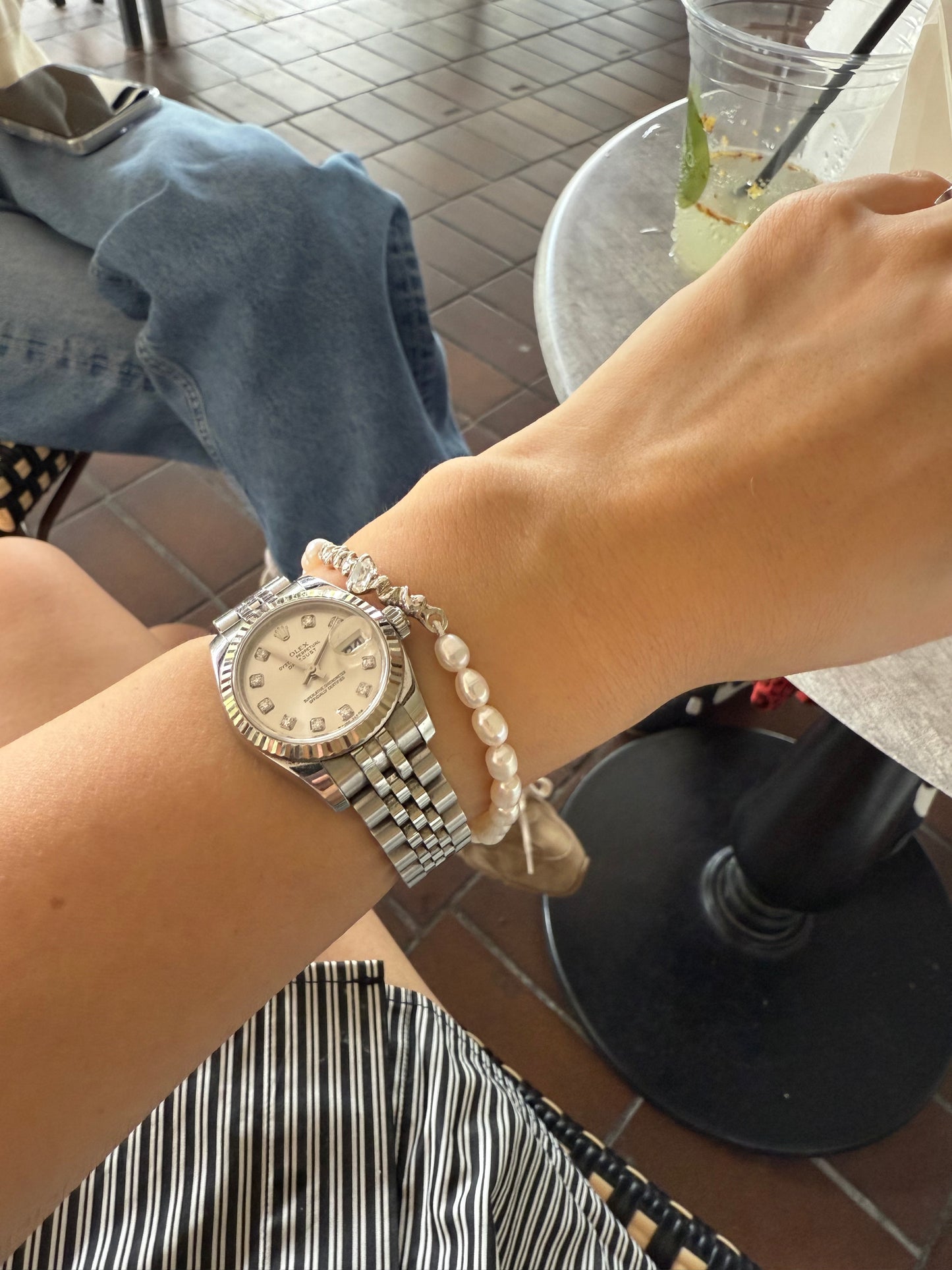 Crinkle White Topaz & Egg Pearl Bracelet